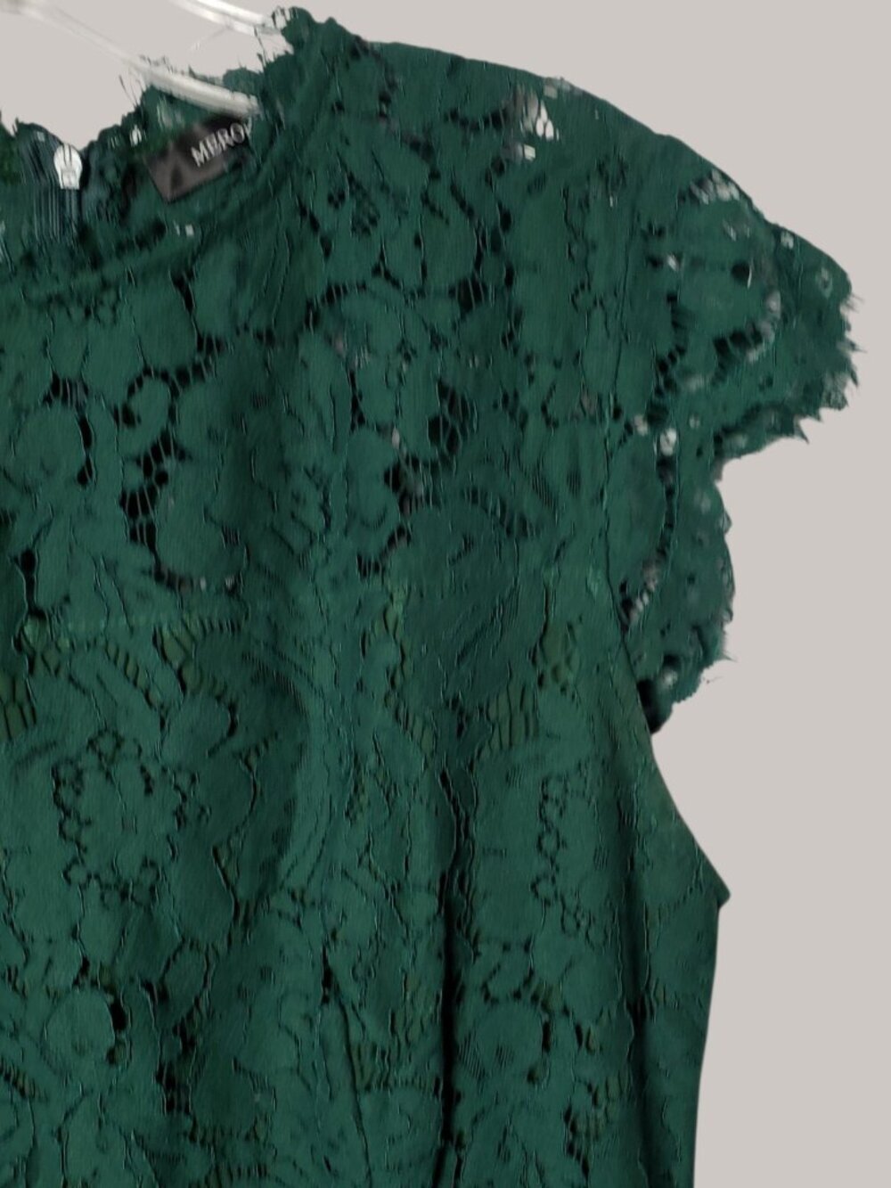 Merokeety Womens Lace Sheath Midi Dress Scalloped Hem Emerald Green Small - Picture 13 of 15